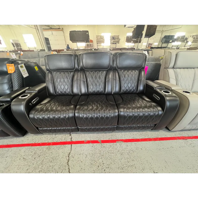 Triple Power Reclining Leather Sofa with Heat & Massage