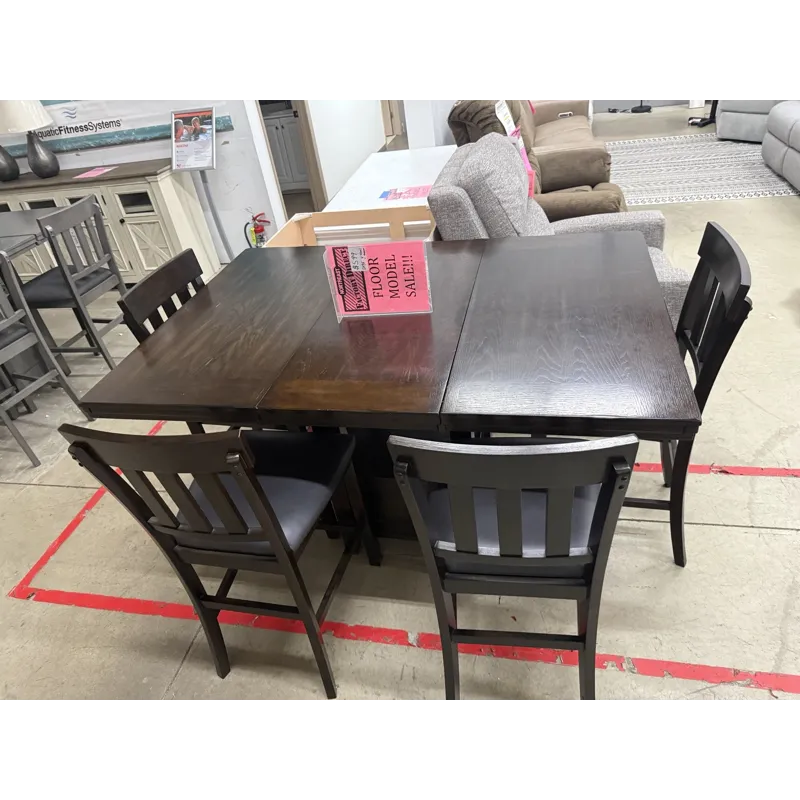 Counter Height Dining Table with Extension and 4 Chairs