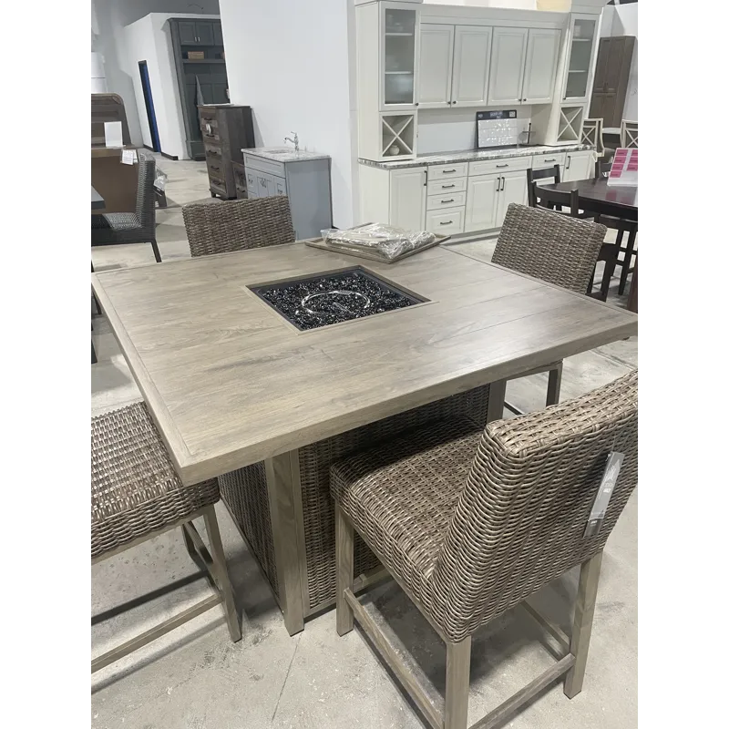 Counter Height Firepit Table with 4 Chairs