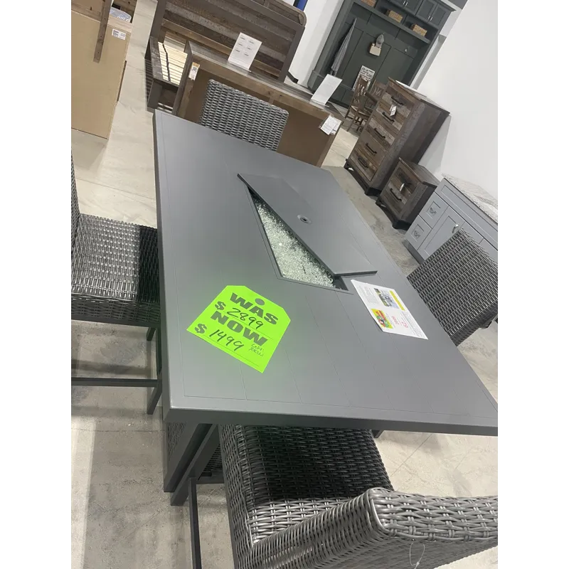 Counter Height Firepit Table with 4 Chairs