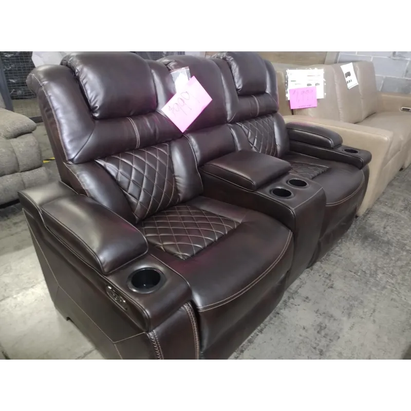 Leather Power Loveseat with Center Console