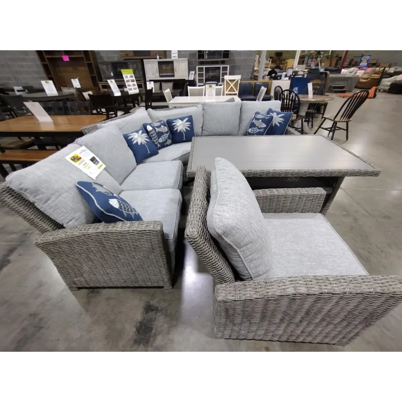 Outdoor 3-Piece Sectional with Armchair and Coffee Table