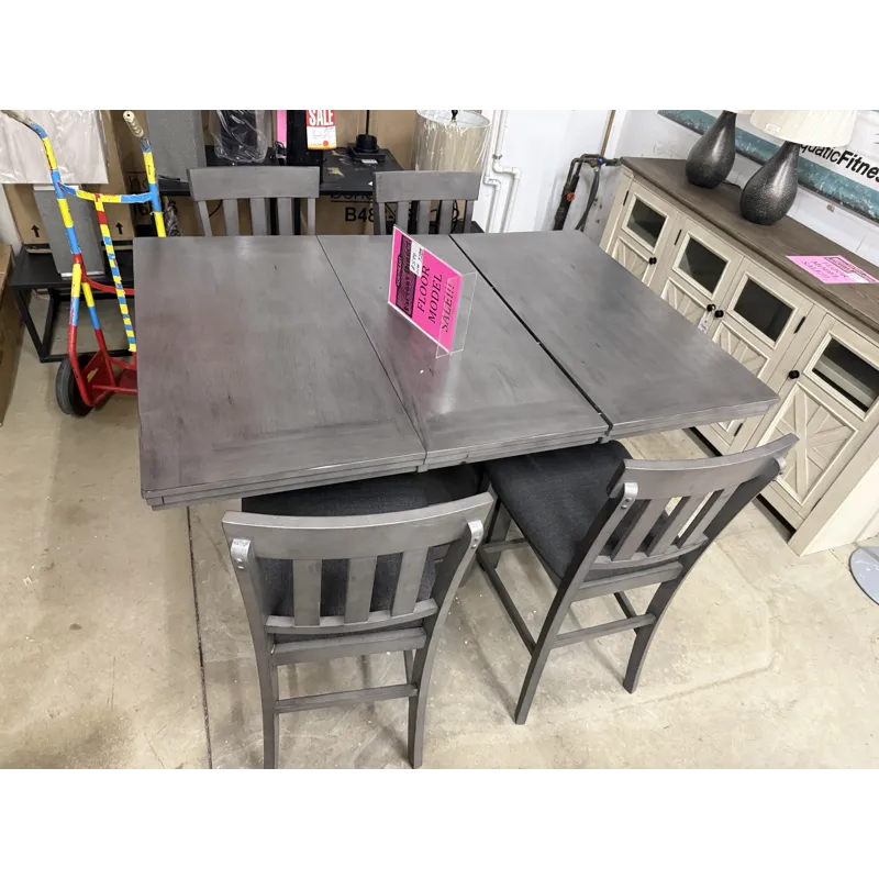 Counter Height Dining Table with Extension and 4 Chairs