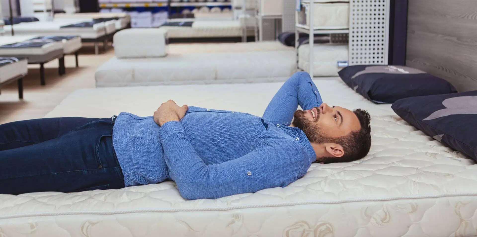 Man on a firm mattress
