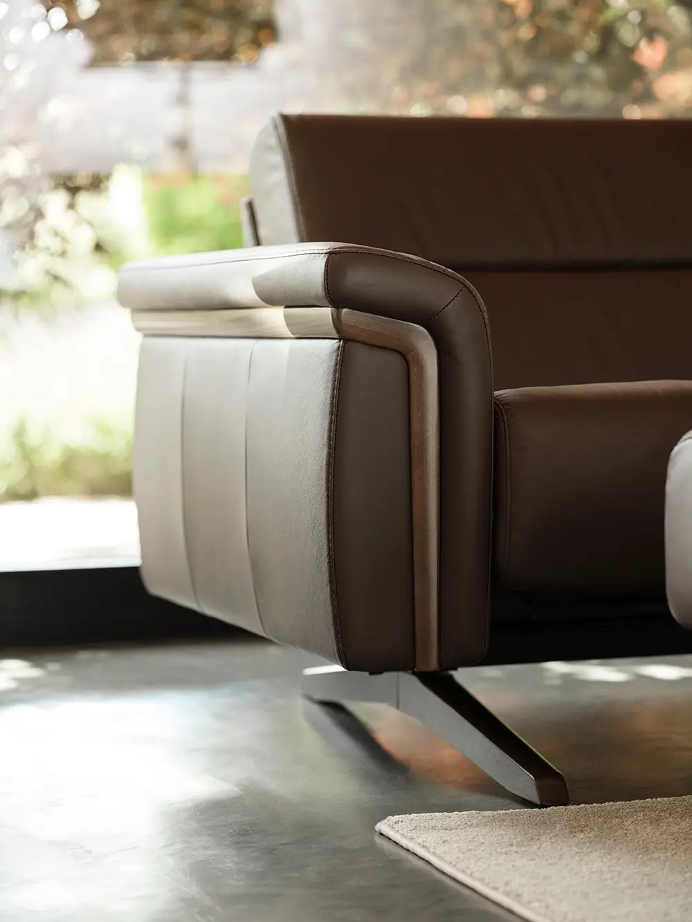 Close-up of a leather sofa