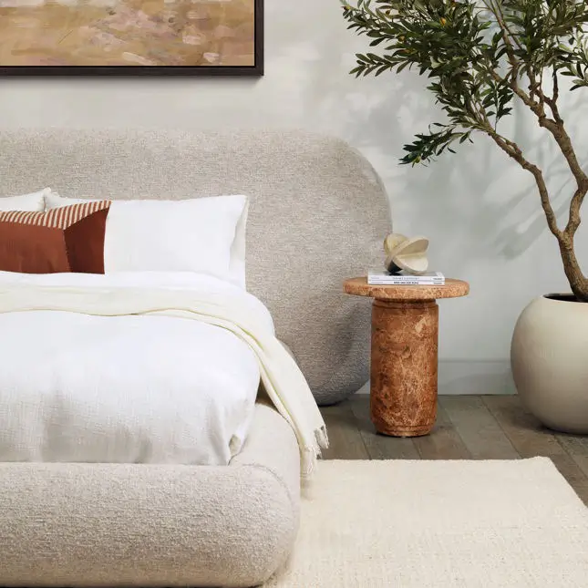 Well designed bedroom scene with Scandinavian furniture