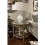 ROUND END TABLE W/GLASS TOP
