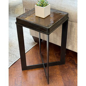 AMBER CAST GLASS ACCENT TABLE