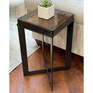 AMBER CAST GLASS ACCENT TABLE