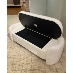 BOUCLE UPH. STORAGE BENCH