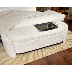 BOUCLE UPH. STORAGE BENCH