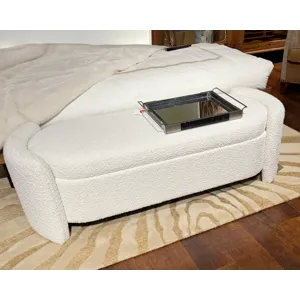 BOUCLE UPH. STORAGE BENCH