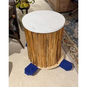 ROUND SIDE TABLE W/STONE TOP