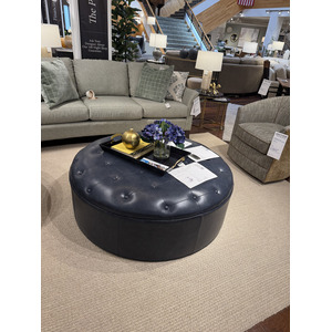 Round Leather Tufted Ottoman