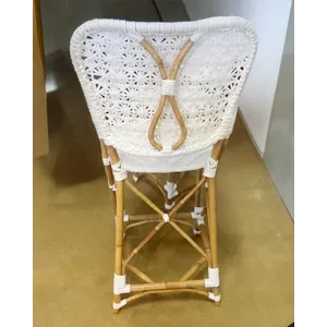 COUNTER STOOL RATTAN AND WHITE