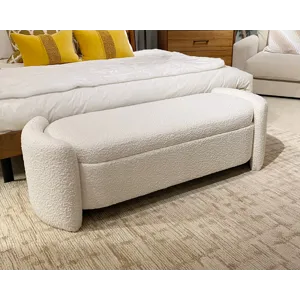 BOUCLE UPH. STORAGE BENCH