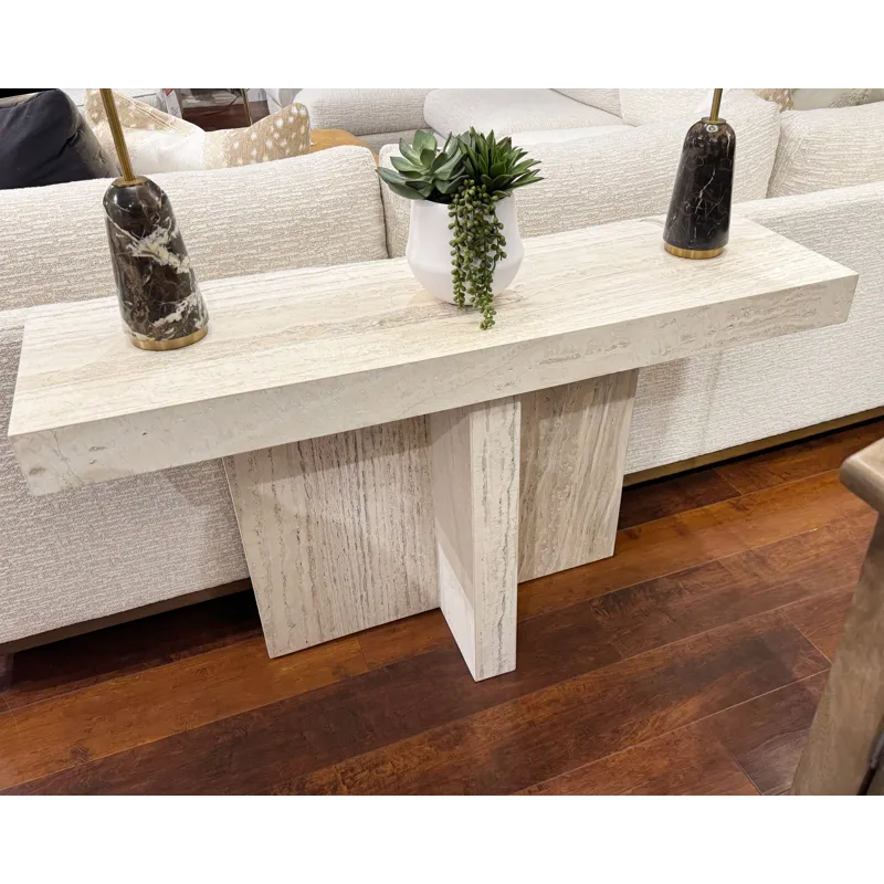 TRAVERTINE CONSOLE TABLE