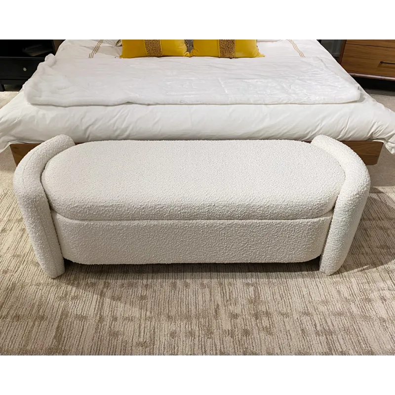 BOUCLE UPH. STORAGE BENCH