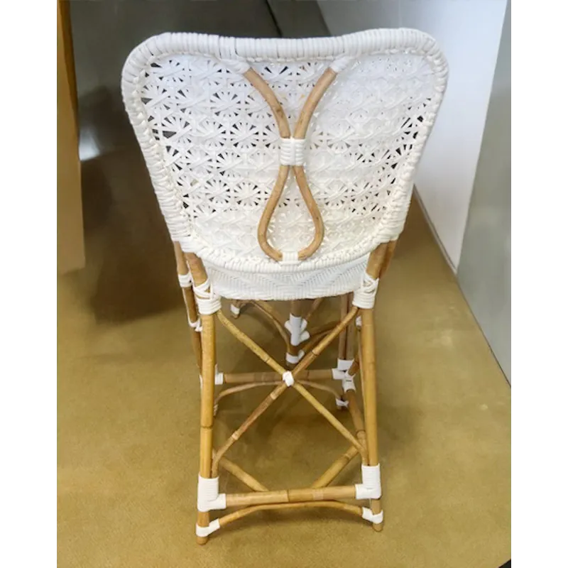 COUNTER STOOL RATTAN AND WHITE