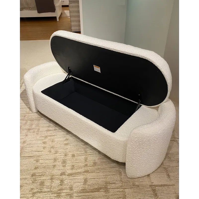 BOUCLE UPH. STORAGE BENCH