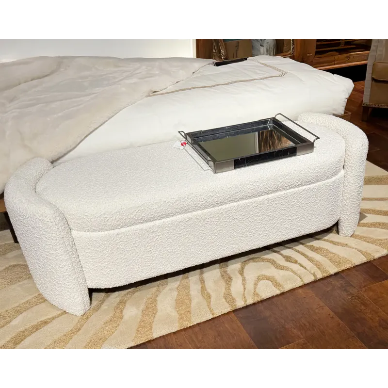 BOUCLE UPH. STORAGE BENCH