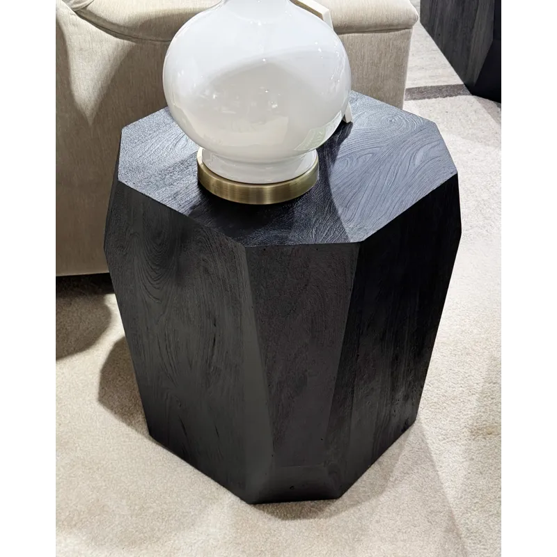 GEOMETRIC WOOD END TABLE