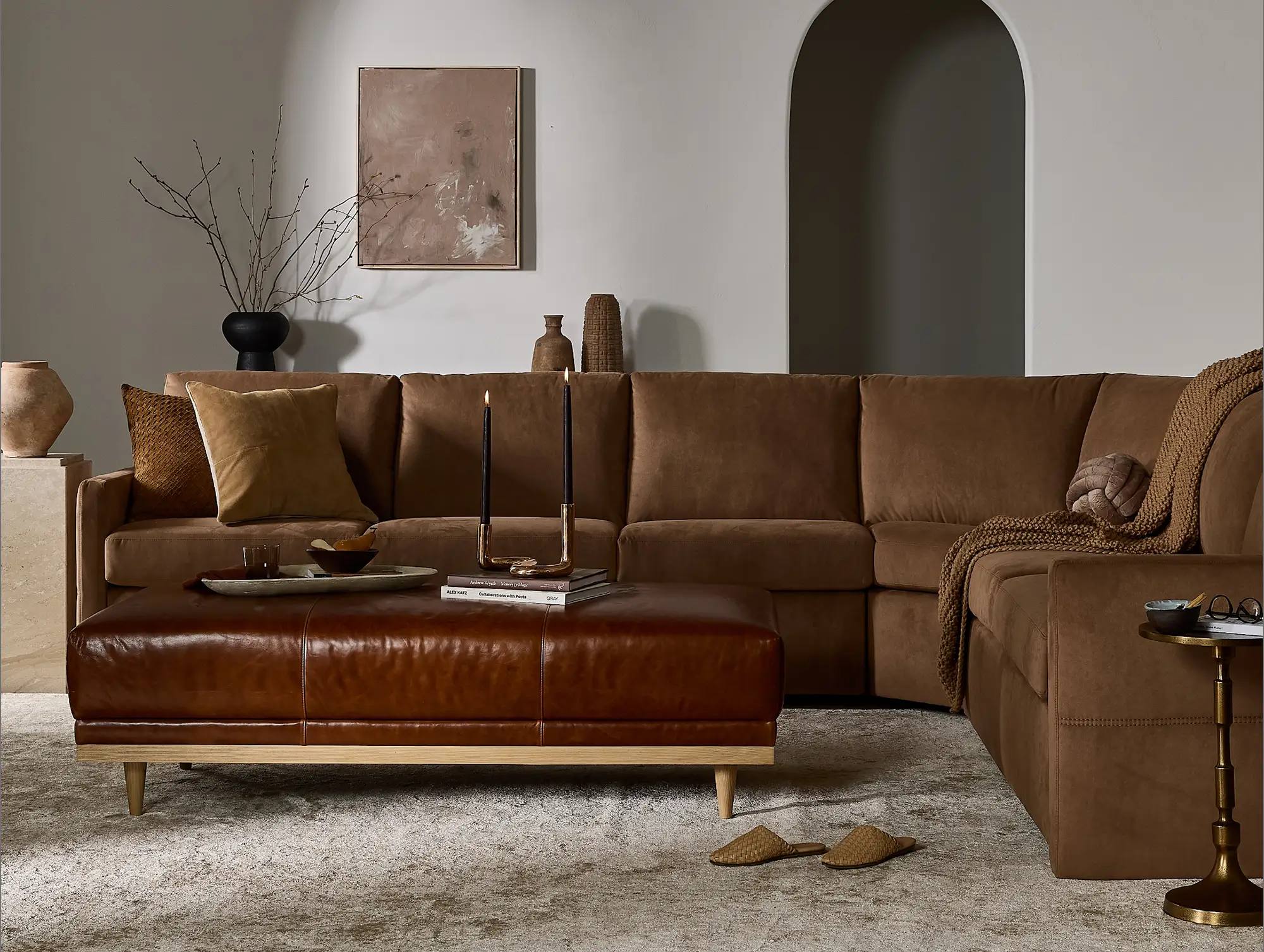 Leather sectional sofa