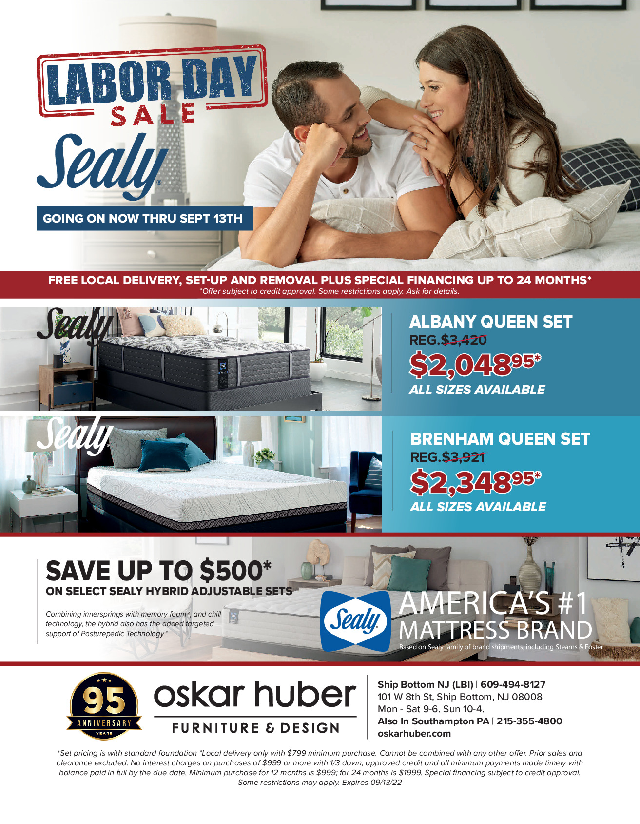 Sealy Labor Day Sale Oskar Huber Furniture & Design