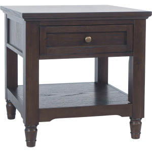 Brentwood Transitional 24" End Table With Drawer And Shelf - Arbor Oak