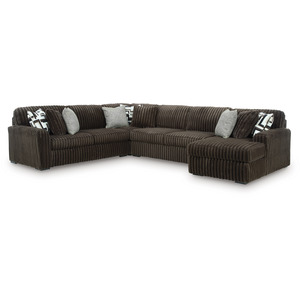 Midnight Madness 4-Piece Sectional with Chaise - Chocolate