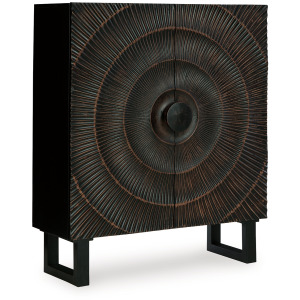 Fosterman Carved Accent Cabinet - Distressed Black