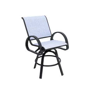 Aruba Sling Balcony Height Swivel Caf&eacute; Chair - Black / Deacon