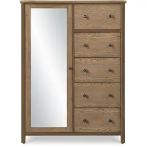 Sun Haven Mirrored Door Chest - Walnut and Oak Finish