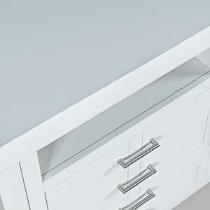 Auburn Hills 70" Contemporary Media Console With Tempered Glass Doors, Drawers And Adjustable Shelv