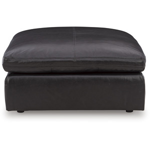 Emilia Oversized Leather Ottoman - Black