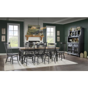 Vintage Market 9 Piece Dining Set - Barnwood / Kettle Black