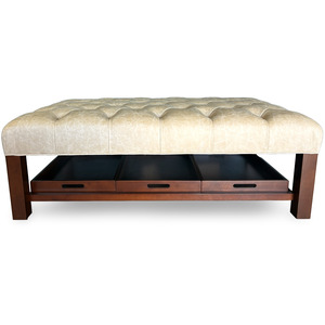 Bozeman 07 Faux Leather Tufted Tray Ottoman 