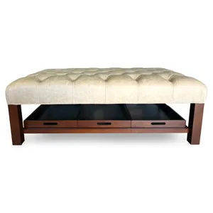 Bozeman 07 Faux Leather Tufted Tray Ottoman 