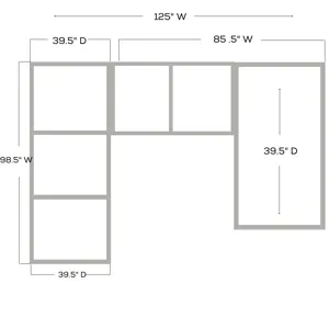 2 Piece Sectional w/Chaise - Harlow Ash