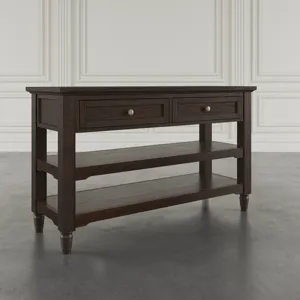 Brentwood Modern Transitional 50" Sofa Console Table With Drawers And Storage Shelves