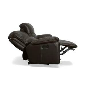 Fenwick Leather Power Reclining Loveseat with Power Headrests - Dark Brown