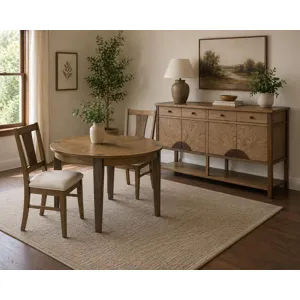 Sun Haven - 64" Credenza with Silver Tray - Oak and Walnut Finish