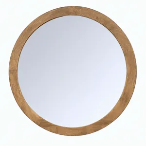 Marion 36" Round Maple Framed Mirror - Latte