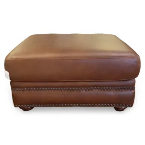 London Walnut Leather Ottoman