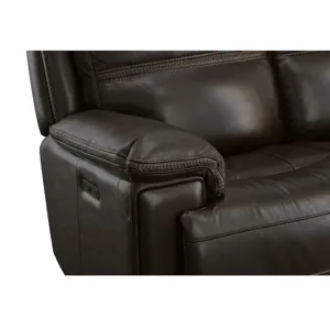 Fenwick Leather Power Reclining Loveseat with Power Headrests - Dark Brown