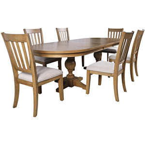 Brentwood 102" Table w/6 Slat Back Chairs - Cascade Oak
