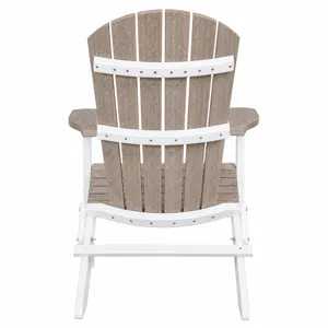 Cambridge Adirondack Outdoor Folding Chair - Weathered Wood/White