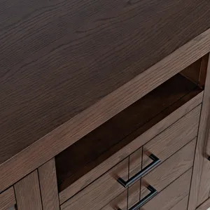 Auburn Hills 50" Contemporary Media Console With Tempered Glass Doors, Drawers And Adjustable Shelv