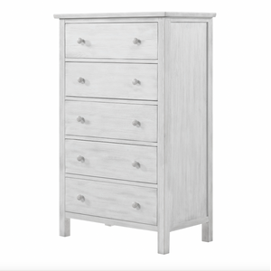 Geneva - 5 Drawer Chest - Distressed White Finish