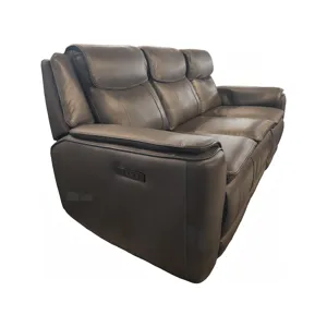 Leather Power Reclining Sofa - Charcoal
